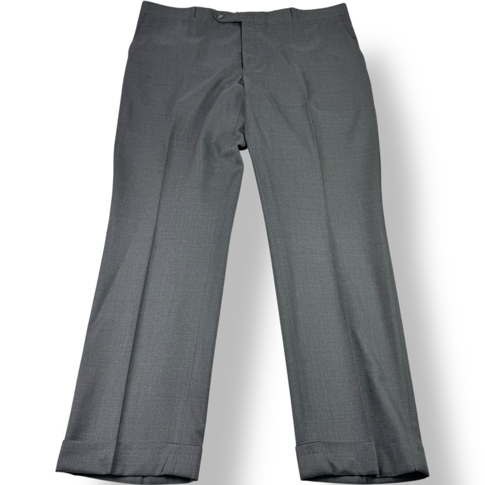 David August Gray Flat‎ Front Wool Dress Pants Men's Size 40x32